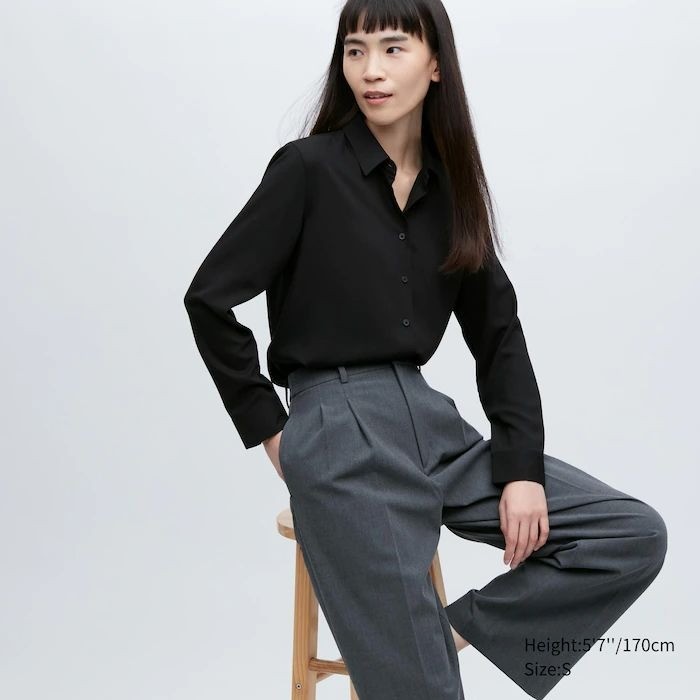  Uniqlo Rayon Long Sleeve Blouse