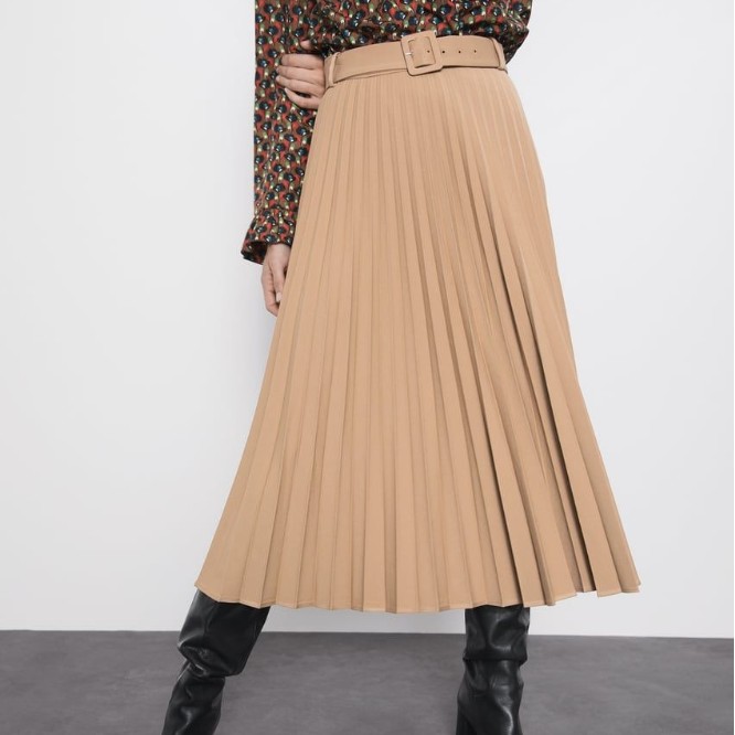 Zara Pleated Midi Skirt